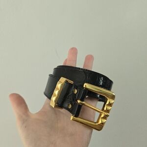 Vintage Elite Fresno California Black Gold Belt Large